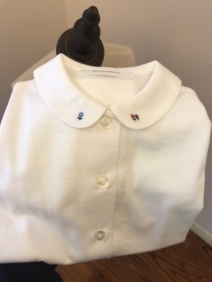 日本皇室FA女童儿童日系三朵花刺绣学院风翻领长袖打底衫纯棉衬衣