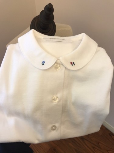 日本皇室FA女童儿童日系三朵花刺绣学院风翻领长袖打底衫纯棉衬衣