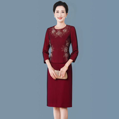 气质年轻款喜妈妈两件套婚宴礼服