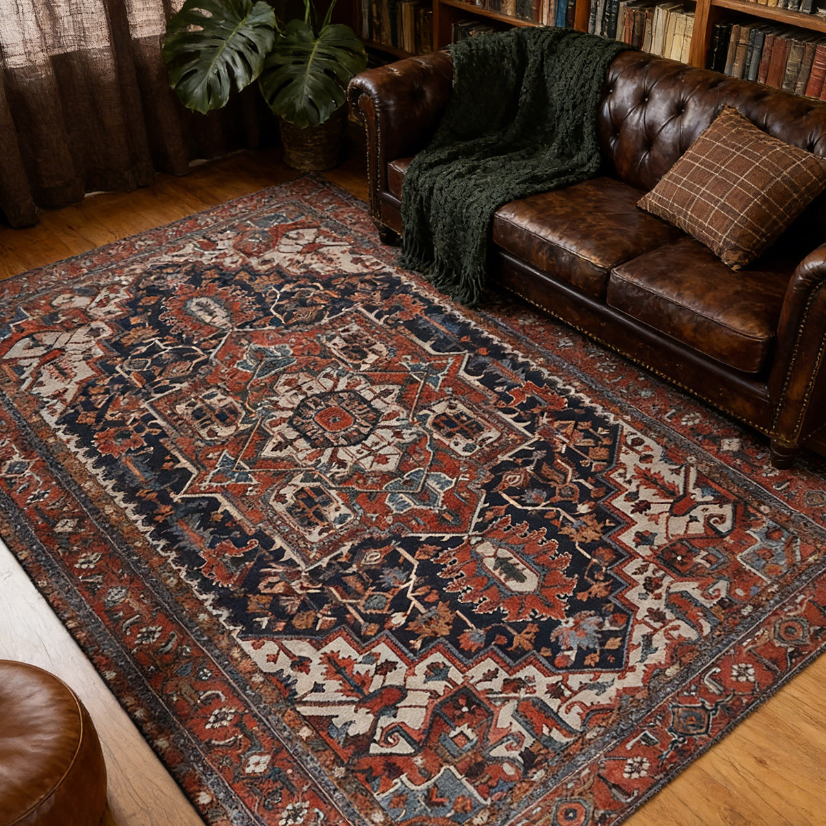 复古做旧欧美式波斯中古风客厅卧室沙发茶几书房别墅民族红色地毯