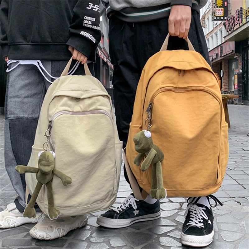 MK DW【时尚专柜】 包包双肩包百搭书包男初高中大学生潮帆布背包