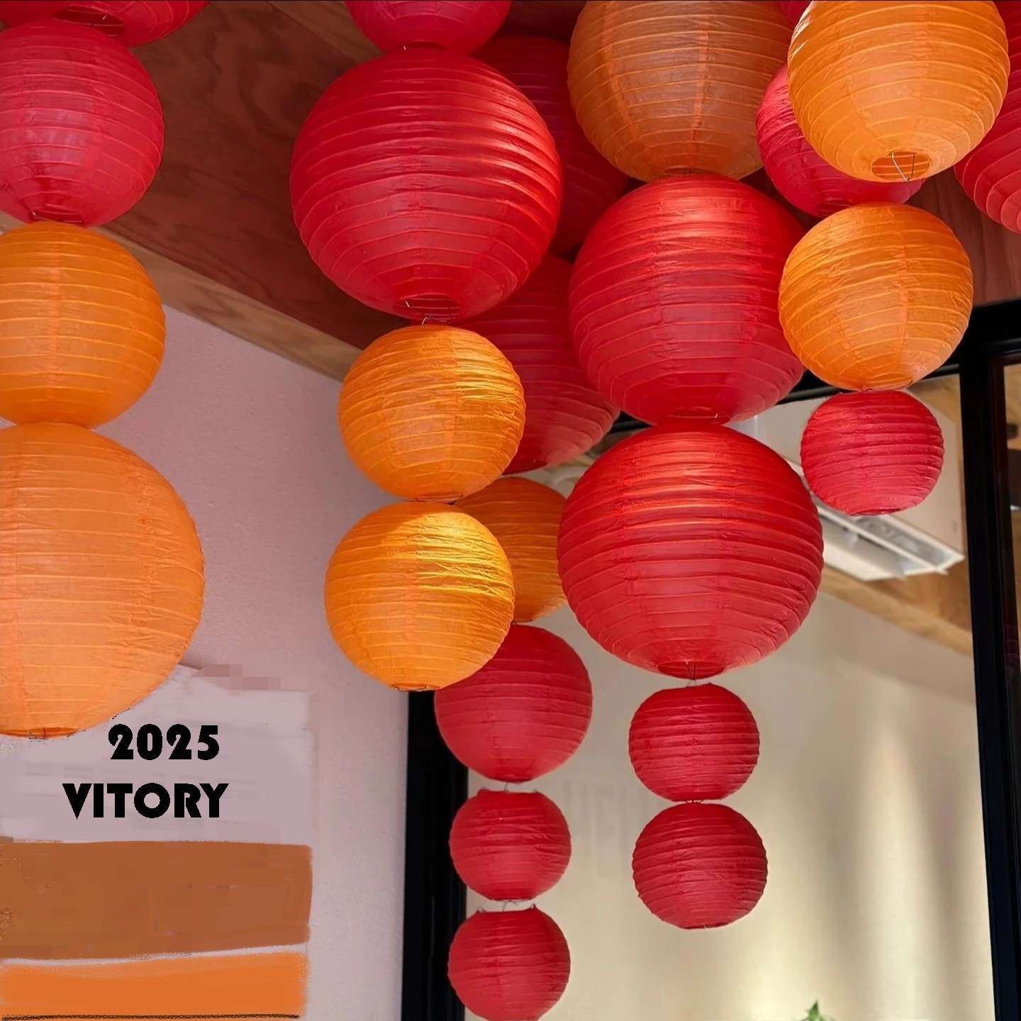 红灯笼橙黄色纸灯笼挂饰