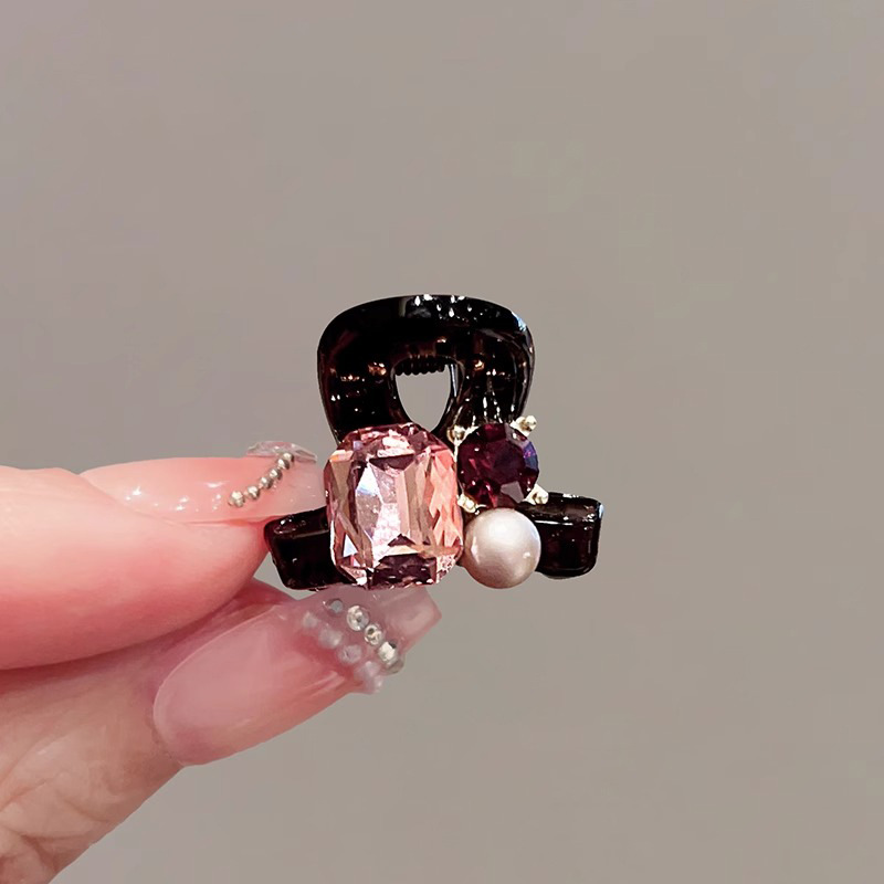 新款立体设计方钻珠珠小抓夹感日常气质淑女刘海夹半发抓