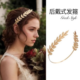后戴式发箍巴洛克风格橄榄枝气质女神高颅顶时尚金属发卡头箍发饰