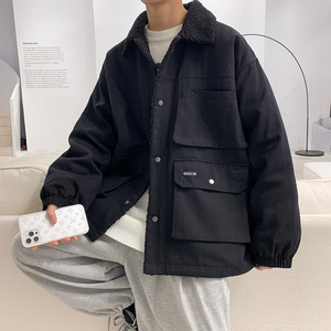 2020棉服男宽松羊羔毛外套港风棉衣冬加厚加绒 M1912 P120 控158图片