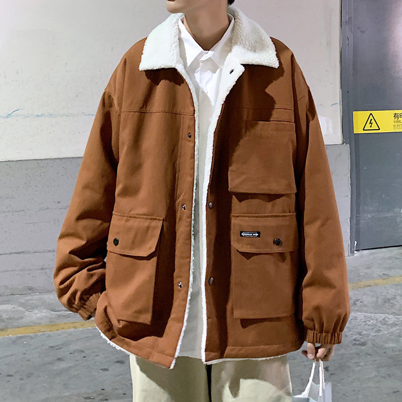 棉服男韩版宽松羊羔毛外套港风棉衣冬加厚加绒 M1912 P120 控158图片