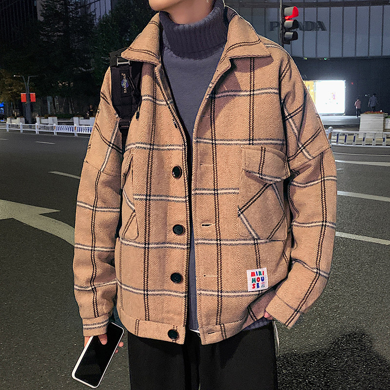 港风毛呢大衣男风衣2025春款学生宽松ins呢子外套j916P90,男装风衣,电商A157