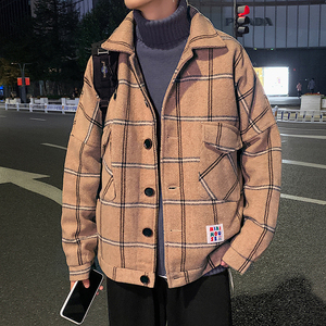 港风毛呢大衣男风衣2025春款学生宽松ins呢子外套 j916 P90图片