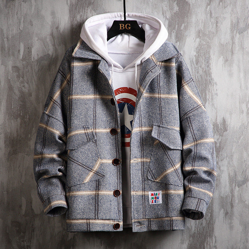 2025新款港风毛呢大衣男风衣春款学生宽松ins呢子外套j916P90，男装风衣，电商A157