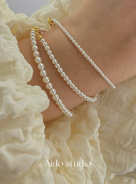 2024夏季新款超细正圆施华洛珍珠手链女生ins小众设计手饰高级感