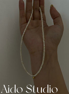 钟楚曦同款叠戴Choker极细小粒天然珍珠项链女轻奢小众颈链锁骨链