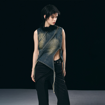 boronatoms绳镂空牛仔背心