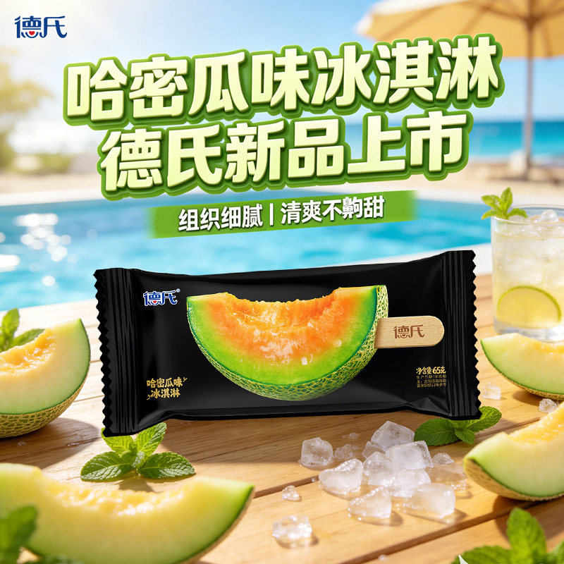 哈密瓜味冰淇淋清甜水果味冰激凌