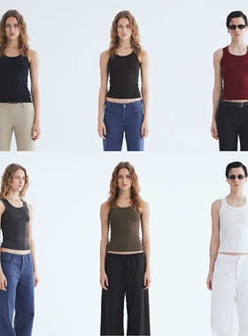 PrettyRiver经典多色遮副乳罗纹紧身背心女辣妹显瘦弹力U领吊带