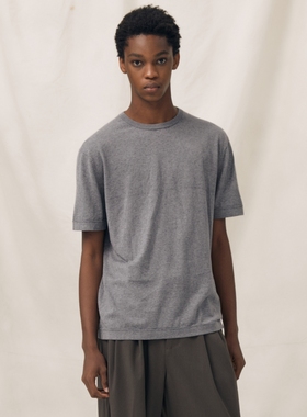 PrettyRiver羊毛T恤圆领男士短袖休闲针织亲肤高支数山羊绒上衣