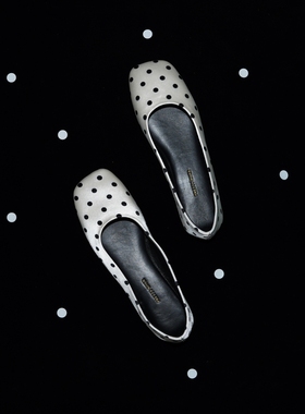 PrettyRiver简约小众波点单鞋女玛丽珍鞋百搭白色原创时尚平底鞋