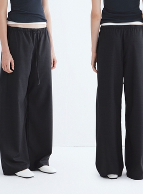 PrettyRiver通勤垂坠感西装休闲裤微弹显瘦百搭宽松阔腿西装裤女