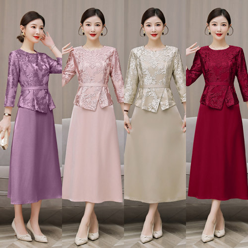 2026春秋新款喜妈妈婚宴礼服高贵时尚喜婆婆装敬酒连衣裙修身长款