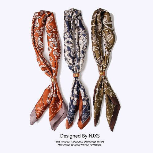 美式复古佩斯利薄款腰果花方巾