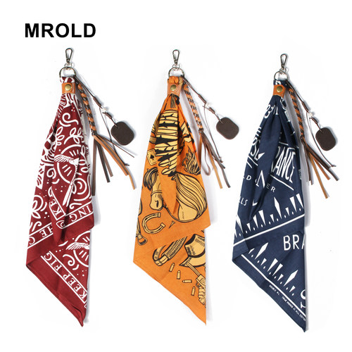 MROLD复古印花嘻哈钥匙扣方巾