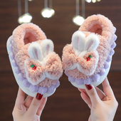 女童拖鞋 儿童棉拖鞋 婴儿宝宝家居鞋 可爱公主包跟毛毛鞋 冬 女孩冬季