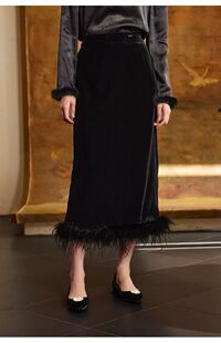 2025年秋冬梨花庄新品专柜新中式文艺国风复古国风丝绒半身裙女