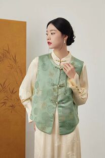 2026年春新品梨花庄专柜正品新中式国风人丝盘扣旗袍马甲2F1W274