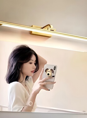 轻奢铜色镜前灯简约浴室柜现代led卫生间洗脸盆镜子灯墙壁照画灯