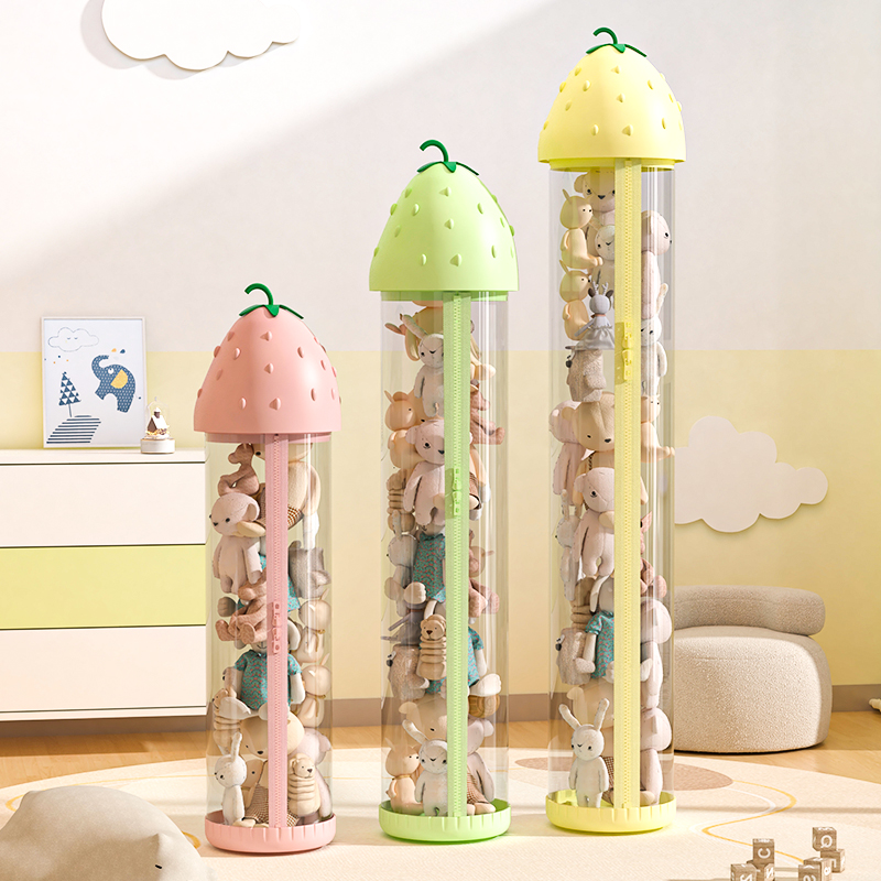 娃娃收纳桶大容量毛绒玩具收纳透明桶儿童家用玩偶展示柜收纳现货