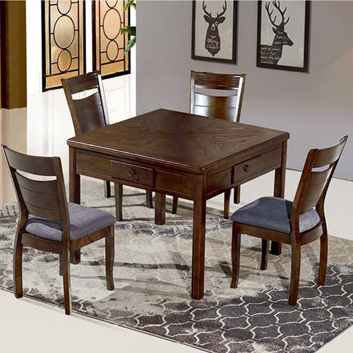 斯派森成都纯实木麻将机全自动餐桌两用带椅子中式欧式雕花带扶手