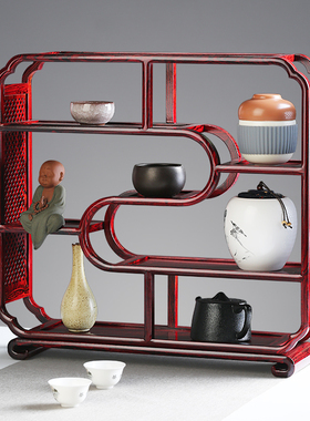 新中式红木博古架摆件 客厅玄关花架博古架 古代房间装饰品展现货