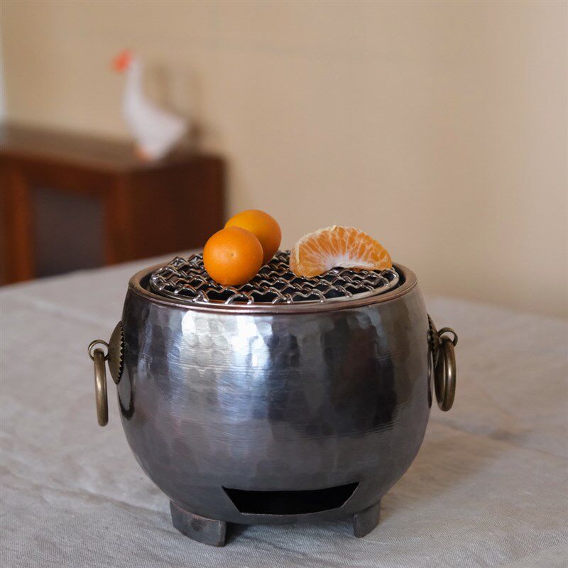 纯铜碳炉煮茶炉火炉 紫铜户外便携式围炉烤茶炉子小号风炉酒现货