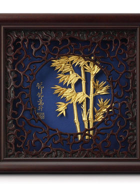 永隆金号节节高升竹子足金金箔画开业送礼吉祥家居摆件送朋友的实