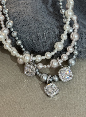 多款曼塔玫瑰锆石碎银子珍珠项链轻奢小众渐变串珠颈链气质锁骨链