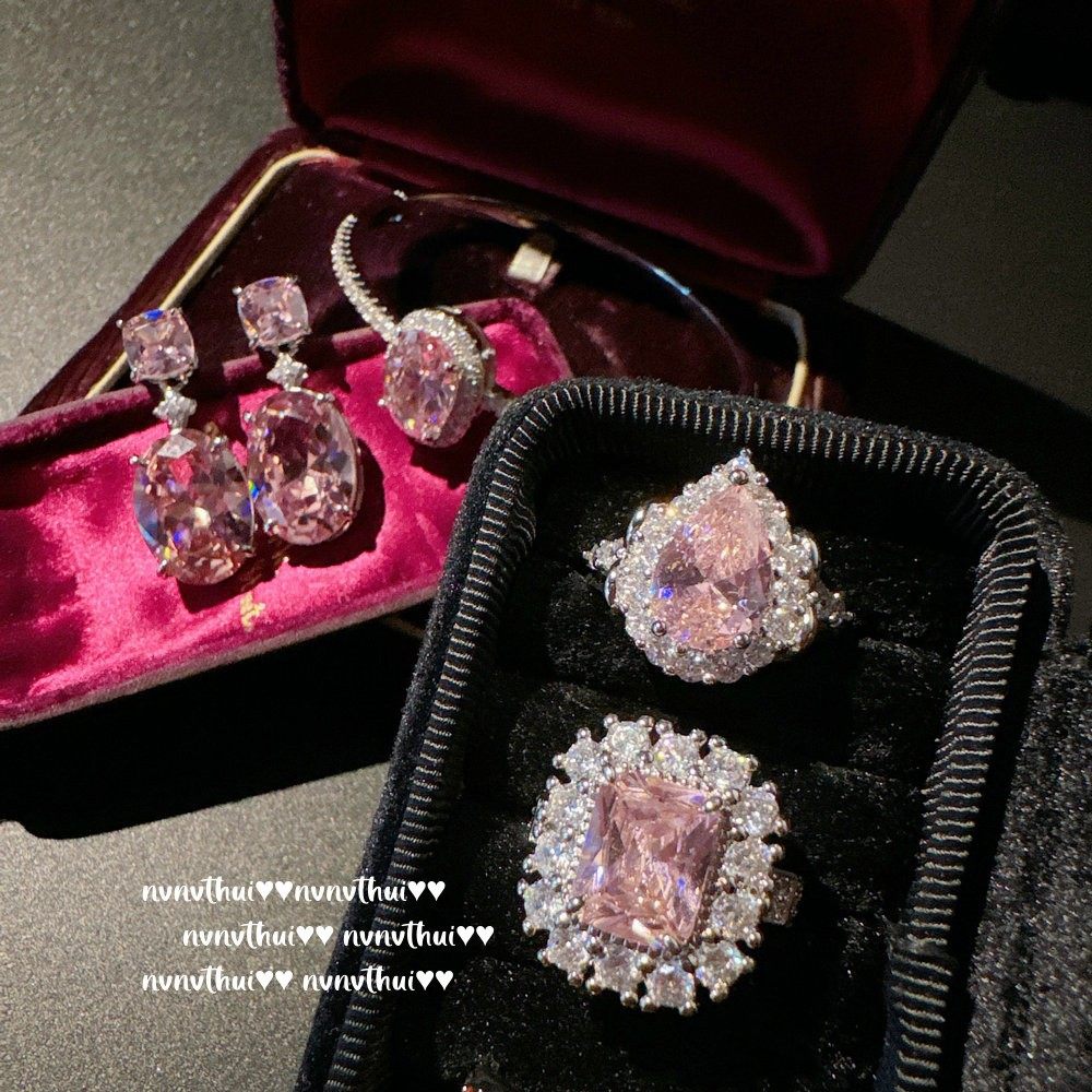 帕帕拉恰粉水滴18K金新娘戒指女