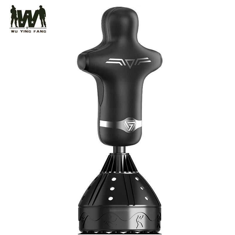 武营坊人形沙袋不倒翁立式散打假人拳击沙包升级2速变档175cm黑送