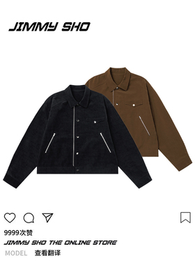 Jimmy sho黑色秋冬上衣vintage古着cleanfit宽松夹克复古长袖外套
