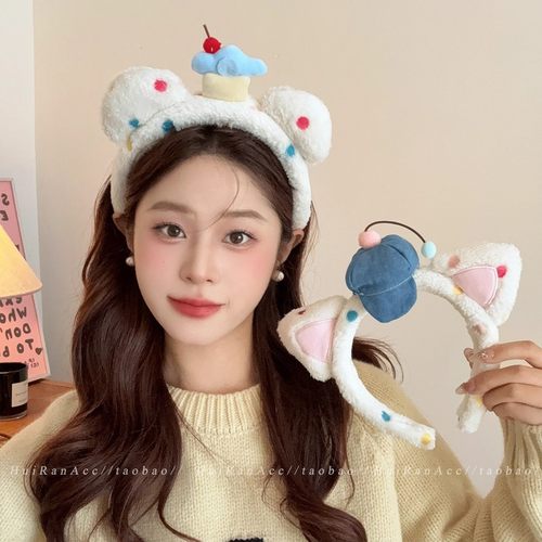 韩系蓝色小帽子发箍女2025新款高颅顶洗脸压发头箍显脸小高端发饰