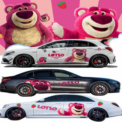 奔驰C200L草莓熊车贴拉花 E300 A45 C63 A级卡通可爱装饰车身贴纸