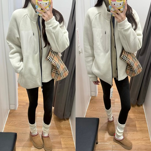 L&CP男女款针织摇粒绒拉链茄克长袖开衫外套夹克秋冬新款E479863