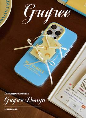 GRAFREE.原创芝士蝴蝶结磁吸手机壳适用iphone16promax挂链挂绳15pro蓝色14pro苹果14promax软壳硅胶全包