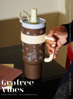 GraFree陶瓷内胆保温杯女高颜值大容量冰霸杯吸管杯水杯便携杯子