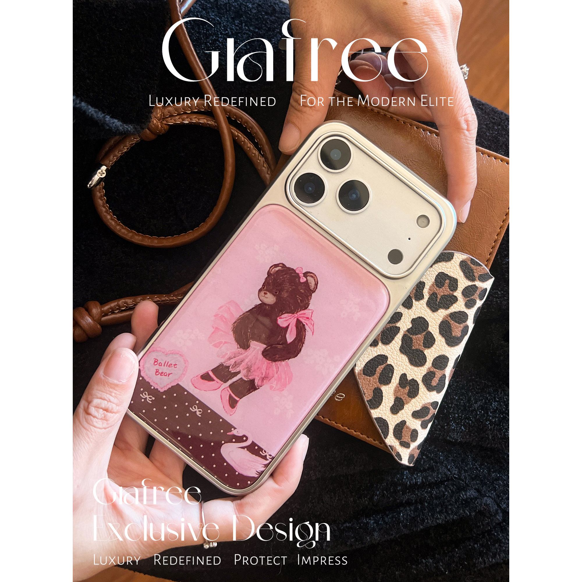 GRAFREE银色芭蕾小熊苹果手机壳