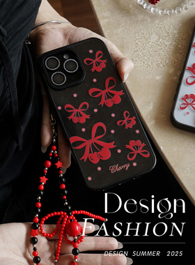 GRAFREE.原创樱桃结愿手机壳适用iphone16promax挂链挂绳15pro蝴蝶结14pro苹果14promax软壳硅胶全包红色