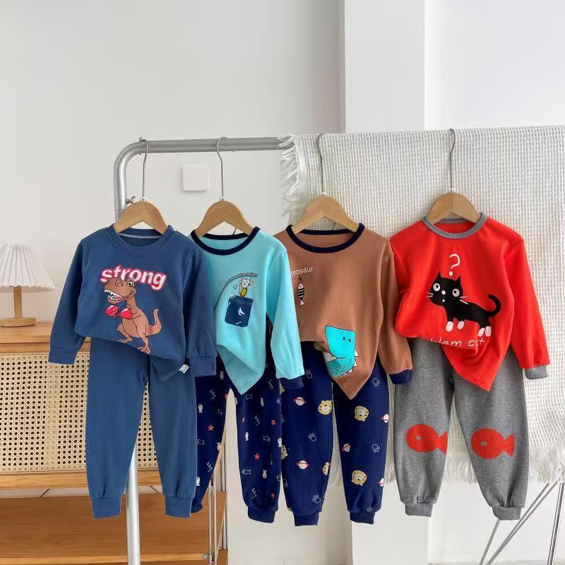 儿童内衣套装新款男童女秋冬睡衣宝宝秋衣秋裤家居服童装批发小牛