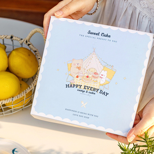 蛋糕盒子刀叉盒烘焙包装刀叉盒露营小熊蛋糕餐具盒大尺寸原创包邮