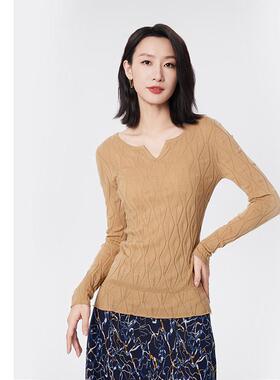 圣轩尼2024秋冬季新品简约肌理感羊毛保暖女针织衫打底衫NG15364