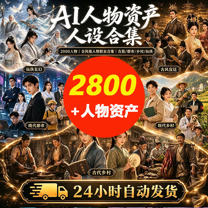 ai人物资产三视图提示词素材模型