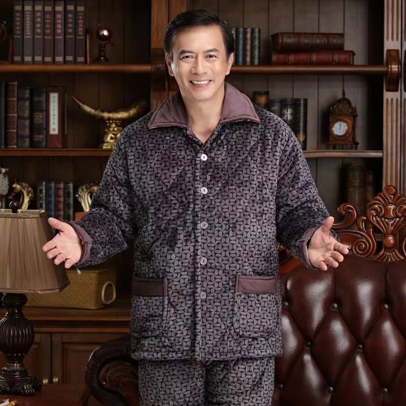 冬季爸爸蓄热防寒外套棉衣家居服