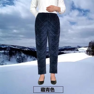 老人东北棉裤加绒加厚款奶奶保暖珊瑚绒夹棉睡裤女老太太居家冬裤